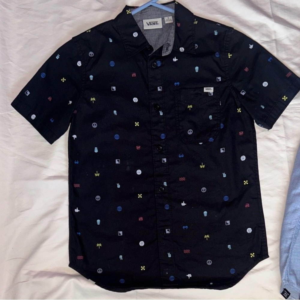 Boys Vans Black Short-Sleeve Button-Down Shirt